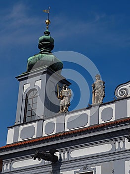 Radnice a Samsonova kašna na náměstí Otakara II.